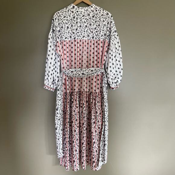 Ulla Johnson Selvi Printed Cotton Gauze Midi Dress Size 0 Pink White Floral Boho - Picture 13 of 16